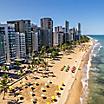 Aerial view of "Boa Viagem" beach in Recife, capital of Pernambuco, Brazil.