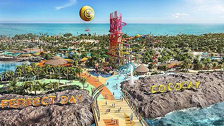 An aerial view of Royal Caribbean's Perfect Day at CocoCay