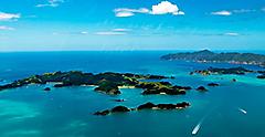 aerial view of the Scenic Bay of Islands in Paihia. New Zealand.