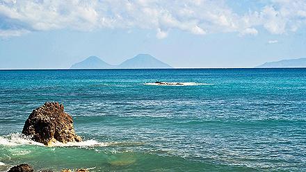 View of the Aeolian Islands off the coast of Messina